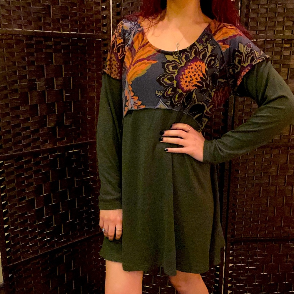 Patchwork Green Sweater Dress